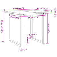 Thumbnail for Esstisch O-Gestell 80x80x75,5 cm Massivholz Kiefer & Gusseisen