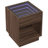 Thumbnail for Couchtisch mit Infinity-LED Braun Eichen-Optik 40x40x50 cm