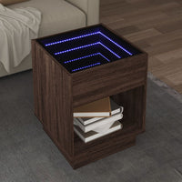Thumbnail for Couchtisch mit Infinity-LED Braun Eichen-Optik 40x40x50 cm