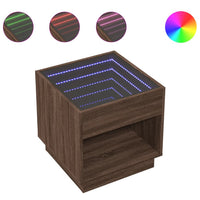 Thumbnail for Couchtisch mit Infinity-LED Braun Eichen-Optik 50x50x50 cm
