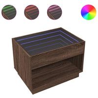 Thumbnail for Couchtisch mit Infinity-LED Braun Eichen-Optik 70x50x50 cm