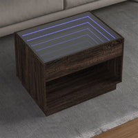 Thumbnail for Couchtisch mit Infinity-LED Braun Eichen-Optik 70x50x50 cm