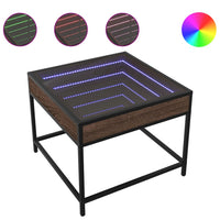 Thumbnail for Couchtisch mit Infinity-LED Braun Eichen-Optik 50x50x41 cm