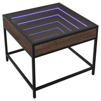 Thumbnail for Couchtisch mit Infinity-LED Braun Eichen-Optik 50x50x41 cm
