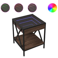 Thumbnail for Couchtisch mit Infinity-LED Braun Eichen-Optik 40x40x49 cm
