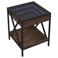 Thumbnail for Couchtisch mit Infinity-LED Braun Eichen-Optik 40x40x49 cm