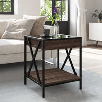 Thumbnail for Couchtisch mit Infinity-LED Braun Eichen-Optik 40x40x49 cm