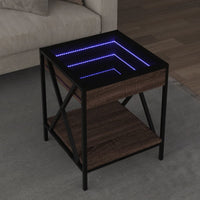 Thumbnail for Couchtisch mit Infinity-LED Braun Eichen-Optik 40x40x49 cm