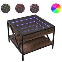 Thumbnail for Couchtisch mit Infinity-LED Braun Eichen-Optik 50x50x38 cm