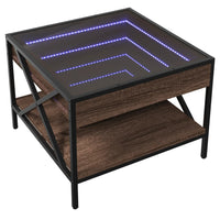 Thumbnail for Couchtisch mit Infinity-LED Braun Eichen-Optik 50x50x38 cm