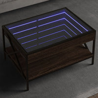 Thumbnail for Couchtisch mit Infinity-LED Braun Eichen-Optik 70x50x38 cm