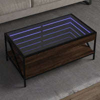 Thumbnail for Couchtisch mit Infinity-LED Braun Eichen-Optik 90x50x38 cm