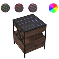 Thumbnail for Couchtisch mit Infinity-LED Braun Eichen-Optik 40x40x51 cm