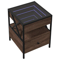 Thumbnail for Couchtisch mit Infinity-LED Braun Eichen-Optik 40x40x51 cm