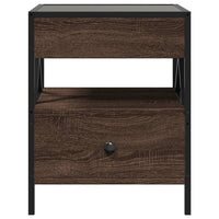 Thumbnail for Couchtisch mit Infinity-LED Braun Eichen-Optik 40x40x51 cm