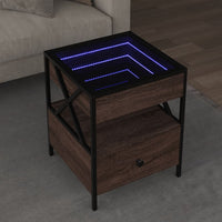Thumbnail for Couchtisch mit Infinity-LED Braun Eichen-Optik 40x40x51 cm