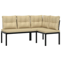 Thumbnail for Gartenbank-Set 4-tlg. Schwarz Pulverbeschichteter Stahl