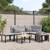Thumbnail for 5-tlg. Garten-Sofagarnitur mit Kissen Schwarz Stahl
