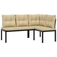 Thumbnail for 4-tlg. Garten-Sofagarnitur mit Kissen Schwarz Stahl