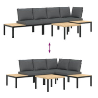 Thumbnail for 4-tlg. Garten-Sofagarnitur mit Kissen Schwarz Aluminium
