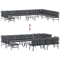 Thumbnail for 9-tlg. Garten-Sitzgruppe mit Kissen Schwarz Stahl