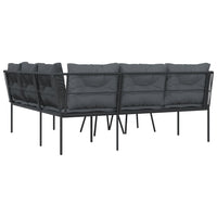 Thumbnail for Garten-Sofagarnitur mit Kissen Schwarz Stahl und Textilene