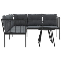 Thumbnail for Garten-Sofagarnitur mit Kissen Schwarz Stahl und Textilene