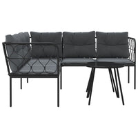 Thumbnail for Garten-Sofagarnitur mit Kissen Schwarz Stahl und Textilene