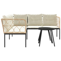 Thumbnail for Garten-Sofagarnitur mit Kissen Schwarz Stahl und Textilene
