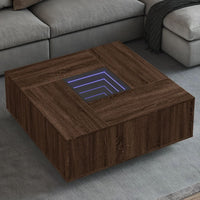 Thumbnail for Couchtisch mit Infinity-LED Braun Eichen-Optik 100x100x40 cm