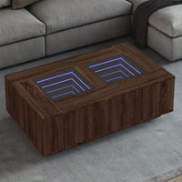 Thumbnail for Couchtisch mit Infinity-LED Braun Eichen-Optik 116x69x40 cm