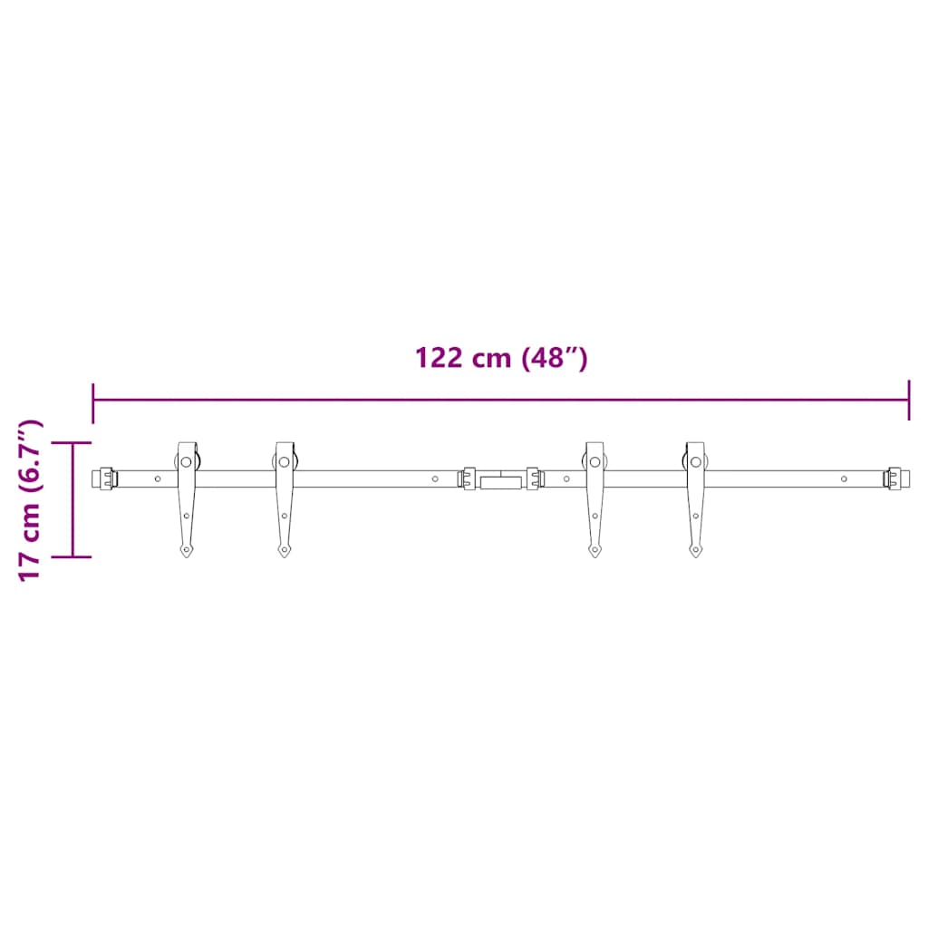 Schiebetürbeschlag Set für Schranktüren 122 cm Karbonstahl