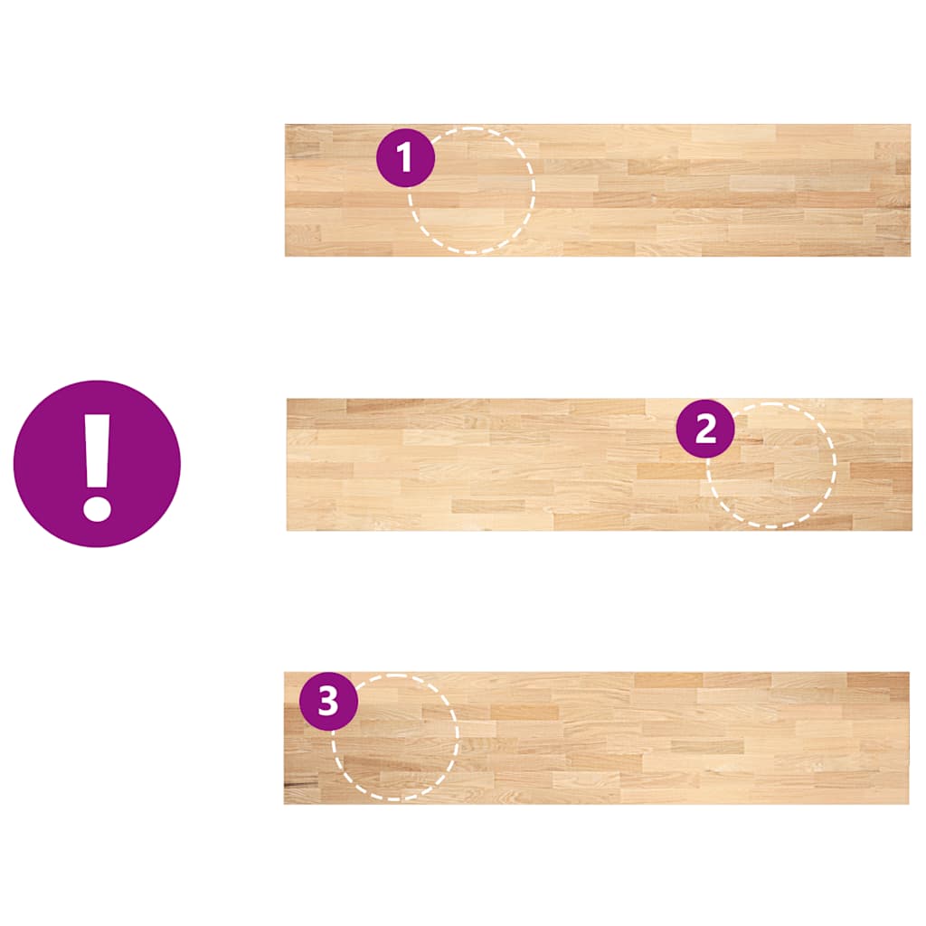 Küchenarbeitsplatte 300x63,5x2,7 cm Massivholz Eiche Rechteckig