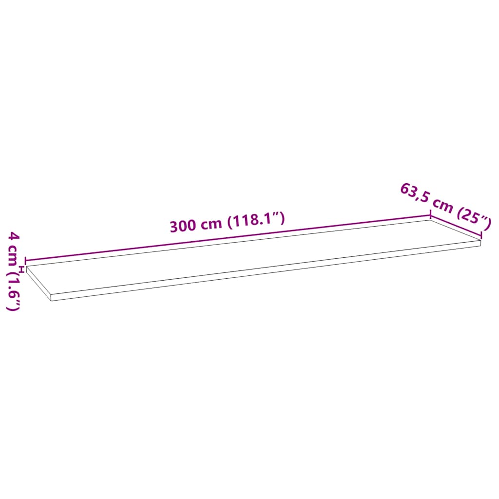 Küchenarbeitsplatte 300x63,5x4 cm Massivholz Eiche Rechteckig