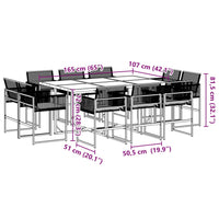 Thumbnail for 11-tlg. Garten-Essgruppe mit Kissen Schwarz Poly Rattan