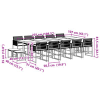 Thumbnail for 15-tlg. Garten-Essgruppe mit Kissen Schwarz Poly Rattan