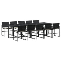 Thumbnail for 11-tlg. Garten-Essgruppe mit Kissen Schwarz Poly Rattan