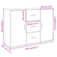 Thumbnail for Sideboard Weiß 90,5x29,5x65 cm Holzwerkstoff