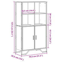 Thumbnail for Highboard Schwarz 79,5x35,5x137,5 cm Holzwerkstoff