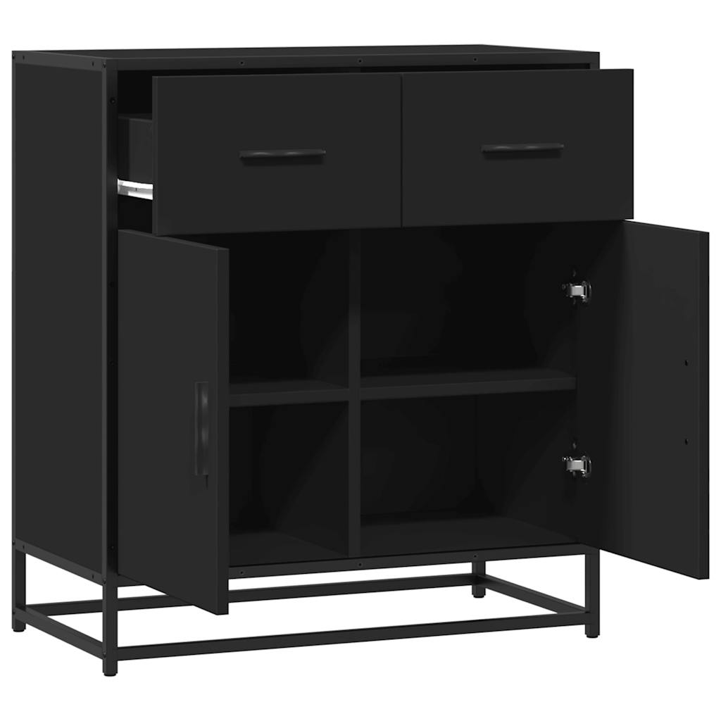 Sideboard Schwarz 68x35x76 cm Holzwerkstoff und Metall