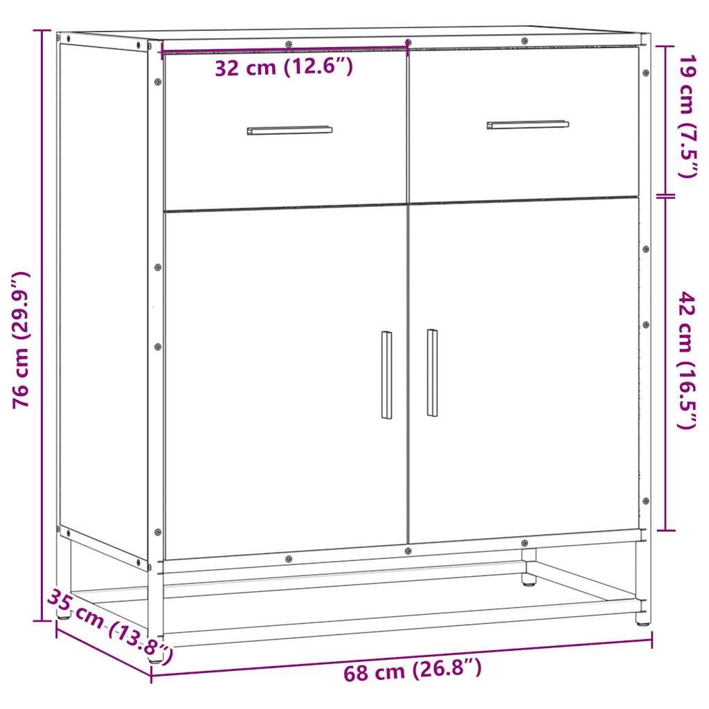 Sideboard Grau Sonoma 68x35x76 cm Holzwerkstoff und Metall