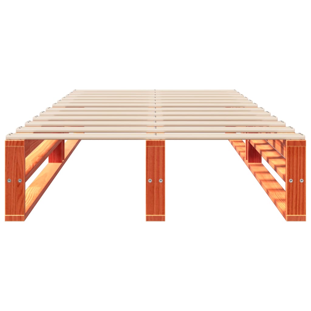 Massivholzbett ohne Matratze Wachsbraun 90x190 cm Kiefernholz