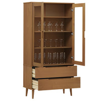 Thumbnail for Vitrinenschrank MOLDE Braun 90x35x175 cm Massivholz Kiefer