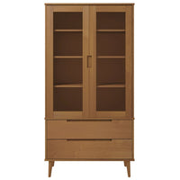 Thumbnail for Vitrinenschrank MOLDE Braun 90x35x175 cm Massivholz Kiefer