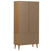 Thumbnail for Vitrinenschrank MOLDE Braun 90x35x175 cm Massivholz Kiefer