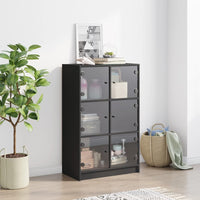 Thumbnail for Highboard mit Türen Schwarz 68x37x109 cm Holzwerkstoff