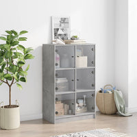 Thumbnail for Highboard mit Türen Betongrau 68x37x109 cm Holzwerkstoff
