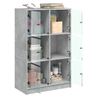 Thumbnail for Highboard mit Türen Betongrau 68x37x109 cm Holzwerkstoff