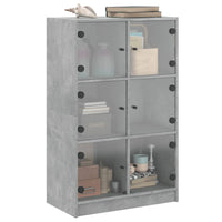 Thumbnail for Highboard mit Türen Betongrau 68x37x109 cm Holzwerkstoff