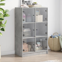 Thumbnail for Highboard mit Türen Betongrau 68x37x109 cm Holzwerkstoff